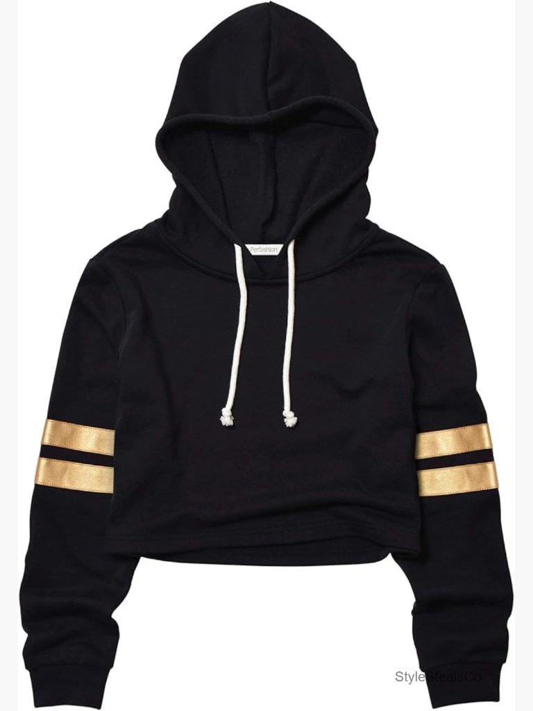 Cropped Hoodie Sweatshirt Long Sleeve Pullover Casual Top